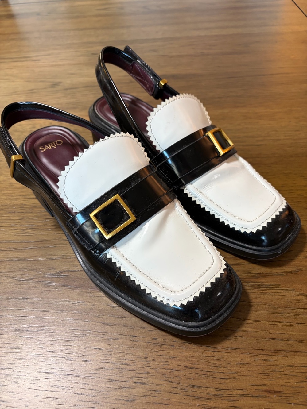 Sarto Franco Sarto Black & White Slingback Loafer Flats Size 10